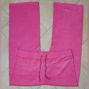 Juicy Couture Y2K Black Label Pink Terry Cloth Flare Sweatpants Size 1X NWOT